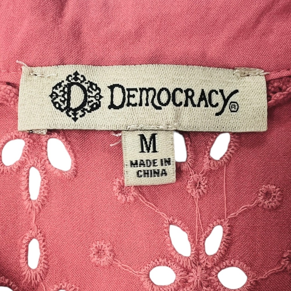 Democracy Sleeveless Eyelet Top Coral Scalloped Hem Casual Summer Picnic Size‎ M - Picture 4 of 9